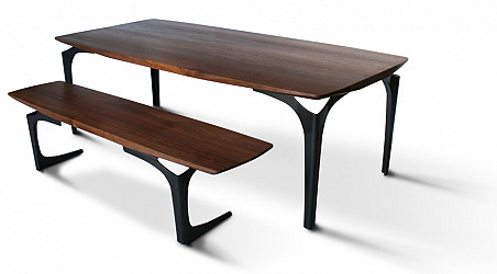 The Bowed Stiletto Dining Table and Dining Bench by City Joinery via CityJoinery.com