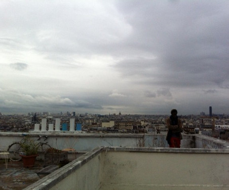 Williams looking out over Paris from his roof