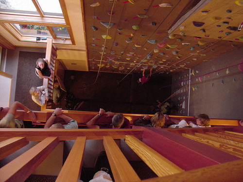This picture of a climbing wall in a lodge is what dreams are made of. Photo by gshowman/flickr.