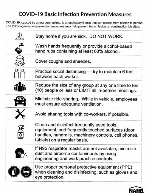 Coronavirus safety poster for building trade/NAHB
