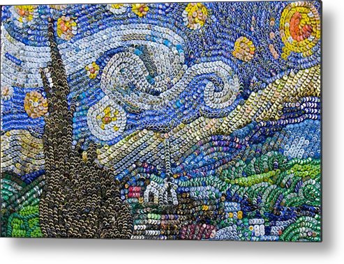 Recycled Night bottle cap art by Aaron Buehring