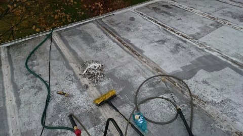 During: roof repair in progress