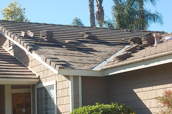 DURING: Roof tile removed for leak repair