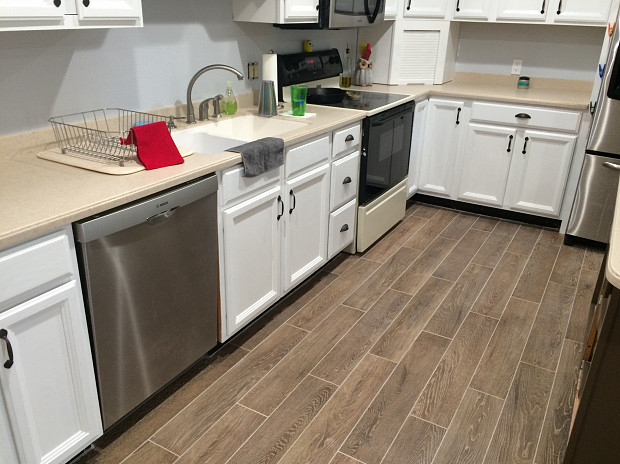Newly tiled kitchen floor